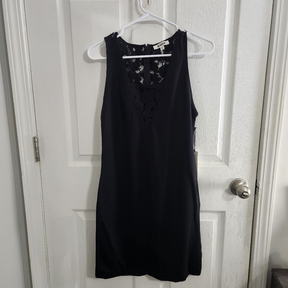 NWT BB Dakota Anthropologie black sleeveless lace shift dress women M stretch - Picture 7 of 14